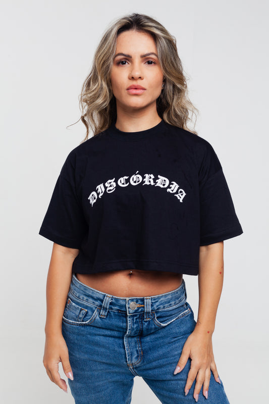 Cropped OVERSIZED - BLACK WRITTEN IN WHITE ARC